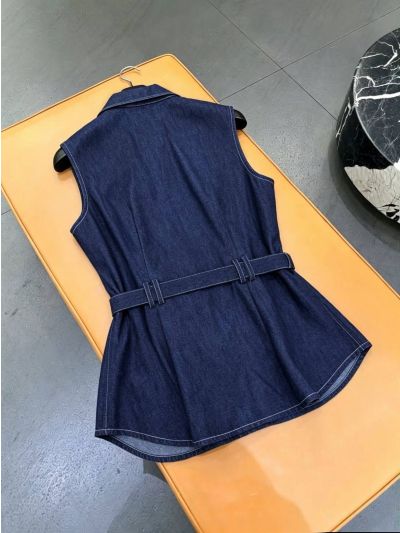 Celine Sleeveless Contrast-Trim Set in Navy