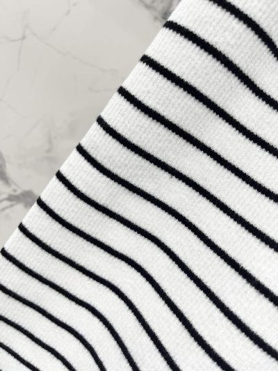 Celine Striped Ribbed Knit Top in White and Black
