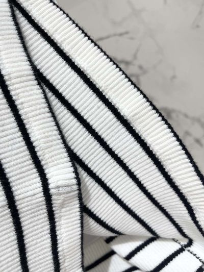 Celine Striped Ribbed Knit Top in White and Black