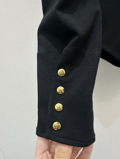 Celine Turn-Down Collar Long Sleeve Shirt in Black