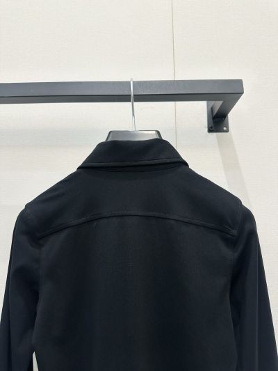 Celine Turn-Down Collar Long Sleeve Shirt in Black