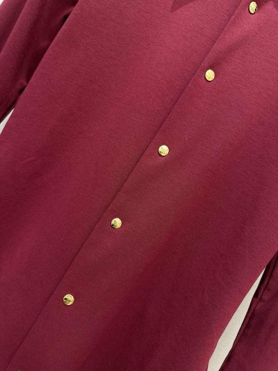 Celine Turn-Down Collar Long Sleeve Shirt in Maroon