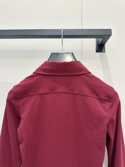 Celine Turn-Down Collar Long Sleeve Shirt in Maroon