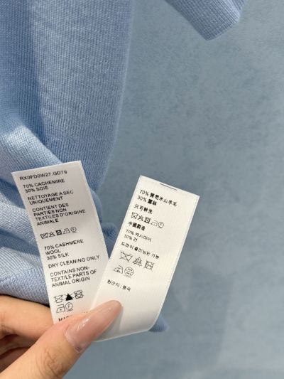 Celine Turn-Down Collar Short Sleeve Knit Top in Light Blue and White