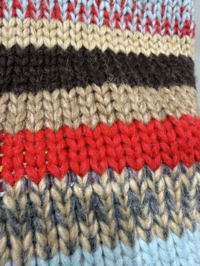 Celine Turn-Down Collar Striped Sweater in Multicolor