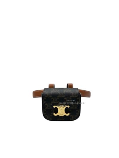 Celine Belt Bag Triomphe Belt Brown Canvas 