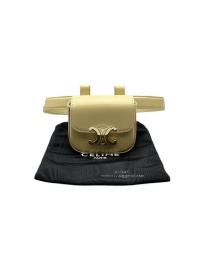 Celine Belt Bag Triomphe Belt Yellow Shiny Calfskin 