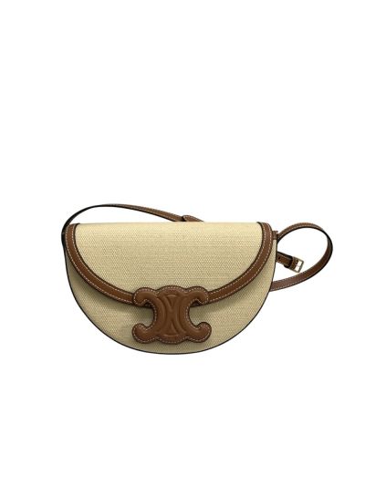 Celine Besace Cuir Triomphe Shoulder Crossbody Bag in Textile and Calfskin 112032 