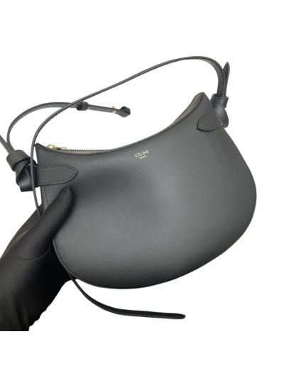 Celine Besace Noeuds Francais Shoulder Crossbody Bag Black Shiny Calfskin 199823 