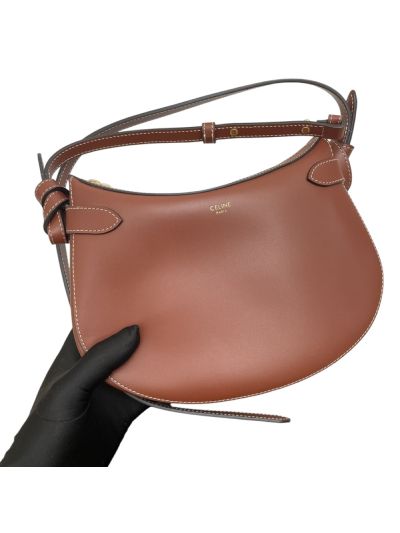 Celine Besace Noeuds Francais Shoulder Crossbody Bag Brown Shiny Calfskin 199823 