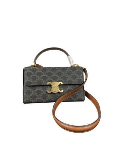 Celine Box Triomphe Canvas Leather Shoulder Crossbody Bag 199992 