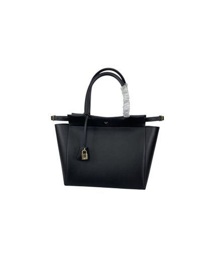 Celine Conti Calfskin Tote Shoulder Bag Black 199873 