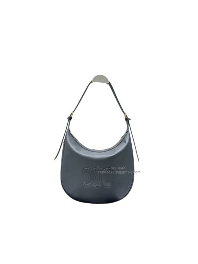Celine Heloise Hobo Shoulder Bag Grey Supple Calfskin 114713 A60427 