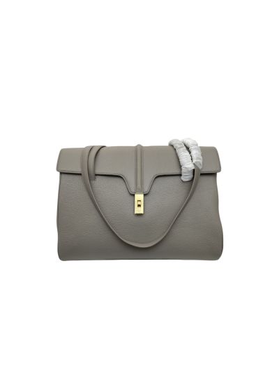 Celine Large Soft 16 Shoulder Bag Grey Grained Calfskin 194043 