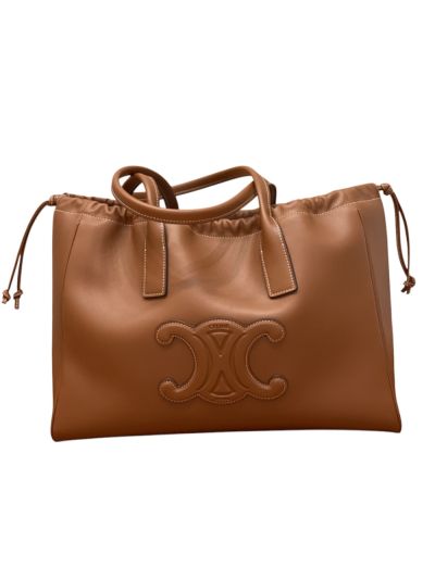 Celine Maxi Large Cabas Drawstring Cuir Triomphe Brown Calfskin Shoulder Bag 199973 