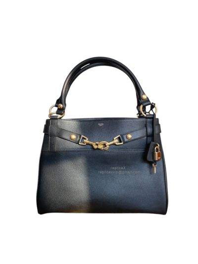 Celine Medium Annabel Top Handle Shoulder Bags Black Supple Calfskin 113343 