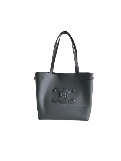 Celine Medium Cabas Anais Cuir Triomphe Shoulder Bag Black Grained Calfskin 116853 