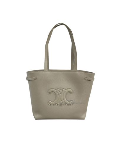 Celine Medium Cabas Anais Cuir Triomphe Shoulder Bag Grey Grained Calfskin 116853 