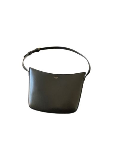 Celine Medium Celine Croque Shoulder Bag Black Shiny Calfskin Leather 112273 