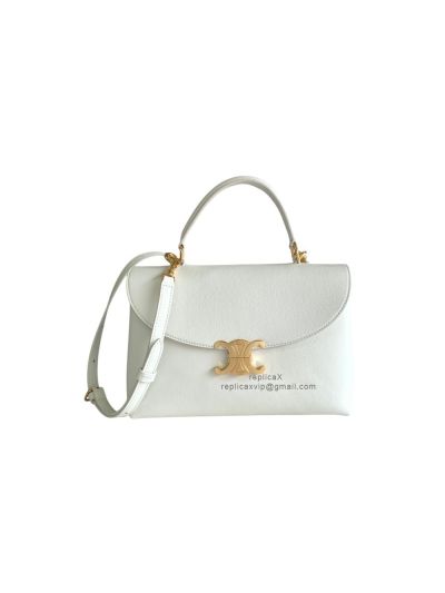 Celine Medium Nino Shoulder Crossbody Bag White Supple Calfskin 117523 