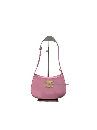 Celine Medium Triomphe Tilly Hobo Shoulder Bag Pink Shiny Calfskin A60627 115703 