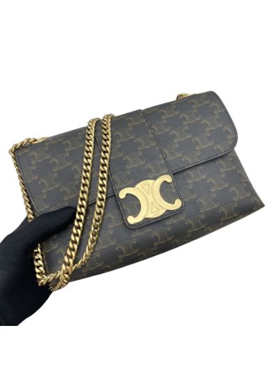 Celine Medium Victoire Shoulder Crossbody Bag Brown Triomphe Canvas 115853 