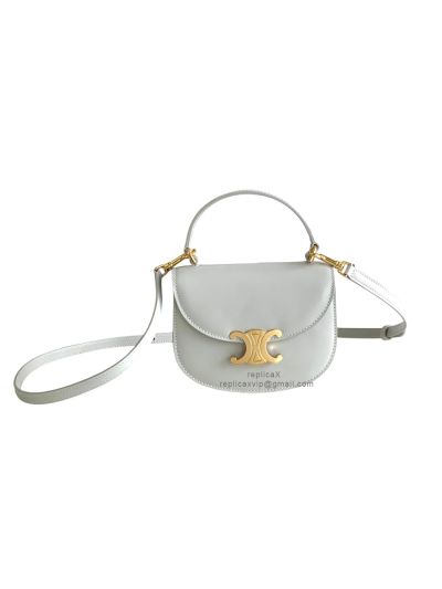 Celine Mini Besace Triomphe Canvas Shoulder Crossbody Bag Light Blue 10L063 