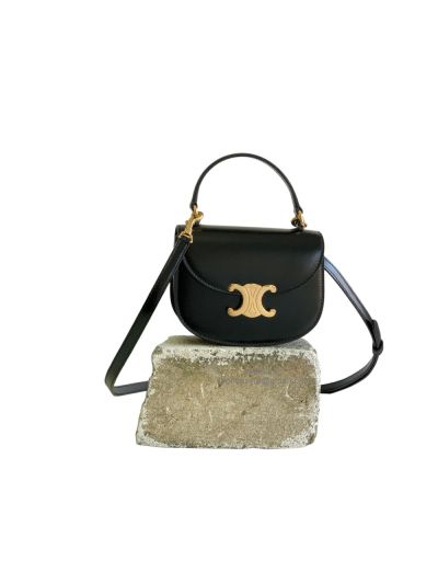 Celine Mini Besace Triomphe Shoulder Crossbody Bag Black 10L063 