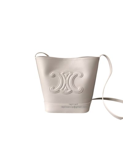 Celine Mini Bucket Cuir Triomphe Crossbody Shoulder Bag Beige Smooth Calfskin 198243 