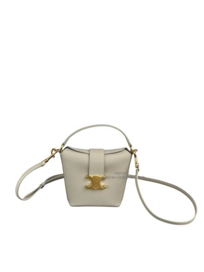 Celine Mini Bucket Shoulder Crossbody Bag Off White Smooth Calfskin 10K943 