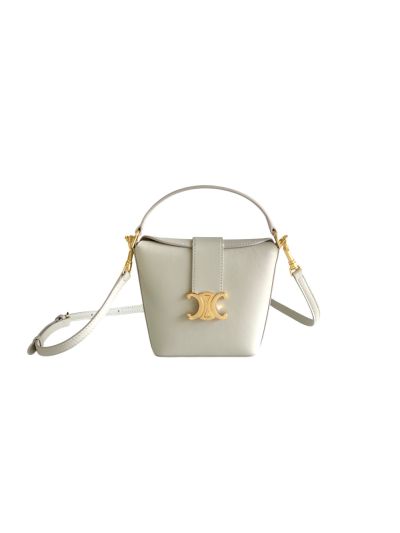 Celine Mini Bucket Triomphe White Smooth Calfskin Shoulder Crossbody Bag 10K943 