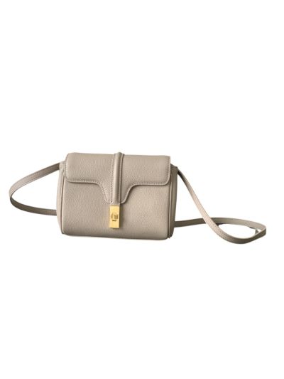 Celine Mini Soft 16 Shoulder Crossbody Bag Gray Calfskin Leather 10L353 
