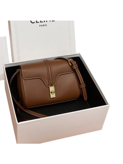 Celine Mini Soft 16 Shoulder Crossbody Bag Tan Smooth Calfskin 10L353 