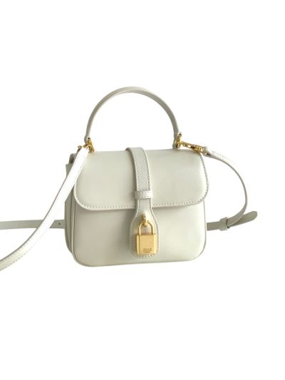 Celine Mini Tabou Shoulder Crossbody Bag with Padlock White Calfskin 10L343