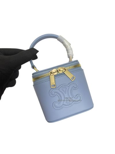 Celine Mini Vanity Case Shoulder Crossbody Bag Light Blue Calfskin 10J763