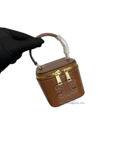 Celine Mini Vanity Case Shoulder Crossbody Bag Brown Calfskin 10J763