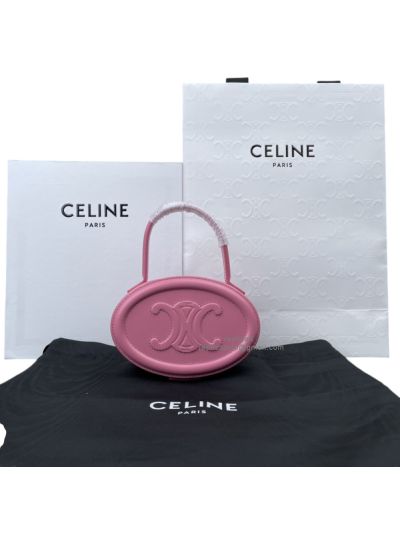 Celine Oval Minaudiere Cuir Triomphe Bag Pink Smooth Calfskin 198613 