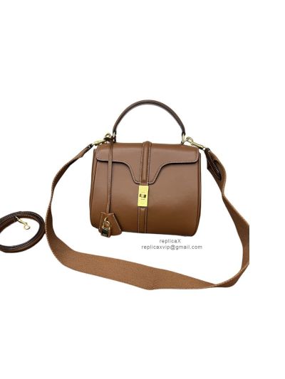 Celine Small 16 Shoulder Crossbody Bag Tan Brown Natural Calfskin 188003 