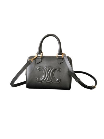 Celine Small Boston Shoulder Crossbody Bag Black Calfskin Leather 197582 