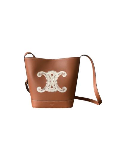 Celine Small Bucket Cuir Triomphe Shoulder Crossbody Bag Brown Smooth Calfskin Leather 198243 