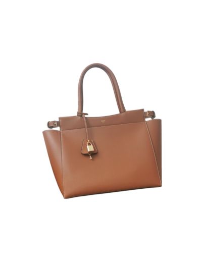 Celine Small Cabas Bourgeois Shoulder Shopping Tote Bag Tan Brown Smooth Calfskin Leather 199773