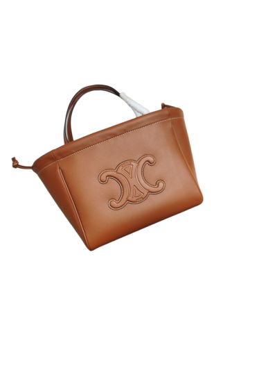 Celine Small Cabas Drawstring Cuir Triomphe Shoulder Crossbody Bag Brown Smooth Calfskin 111013 