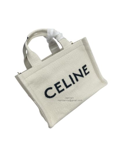 Celine Small Cabas Thais Shoulder Crossbody Bag White Textile 199162
