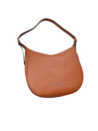 Celine Brown Supple Calfskin Heloise Hobo Shoulder Bag 114712 114713