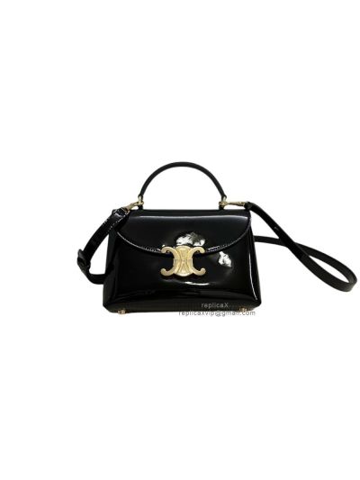 Celine Teen Nino Black Patent Calfskin Leather Shoulder Crossbody Bag 11811