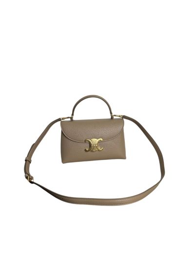 Celine Teen Nino Shoulder Crossbody Bag Light Brown Supple Grained Calfskin Leather 118113 