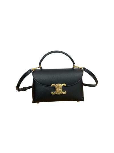 Celine Teen Nino Shoulder Crossbody Bag Black Supple Grained Calfskin Leather 118113 