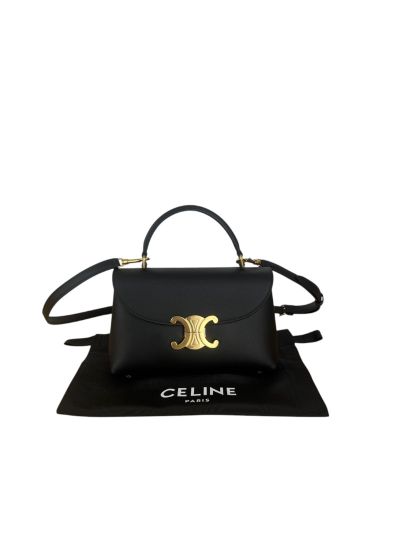Celine Teen Nino Shoulder Crossbody Black Bag Supple Grained Calfskin Leather 118113 