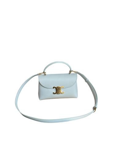 Celine Teen Nino Shoulder Crossbody White Bag Supple Grained Calfskin Leather 118113 