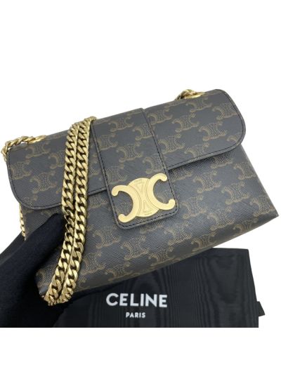 Celine Teen Victoire Shoulder Crossbody Bag Brown Triomphe Canvas 116593 